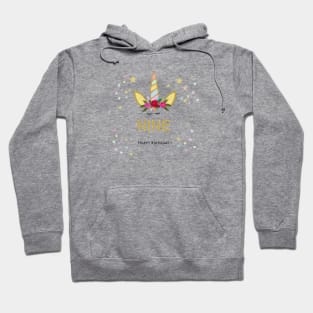 Ninth birthday. Nine. Unicorn Birthday invitation. Party invitation Hoodie